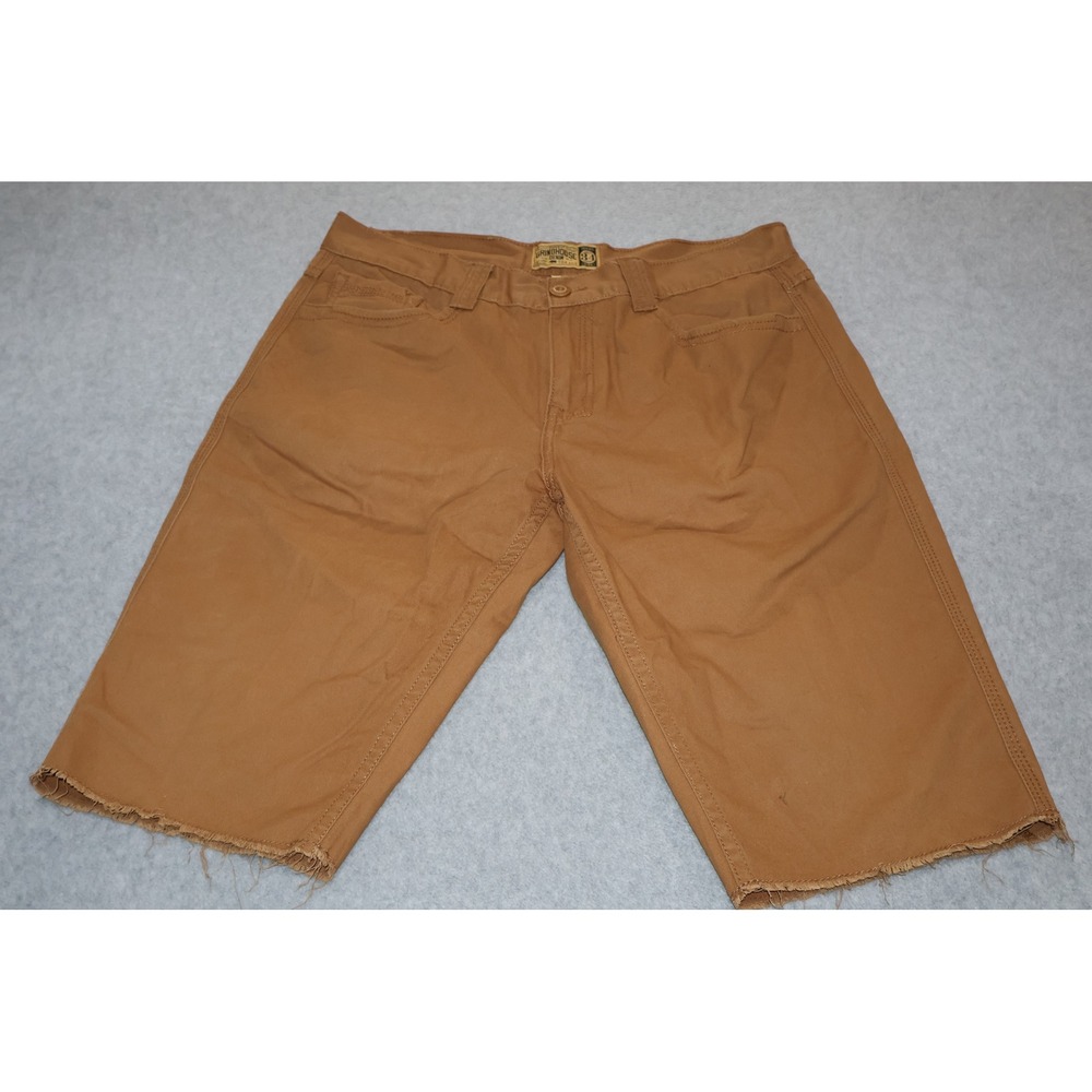 Grindhouse Denim Shorts Mens 34 Brown Cut Off Raw Hem Twill Distressed **